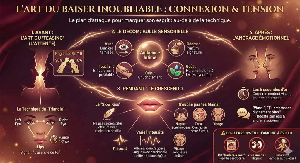 Infographie sur l'art du baiser