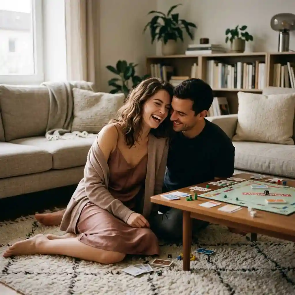 Couple jouant à un jeu de plateau