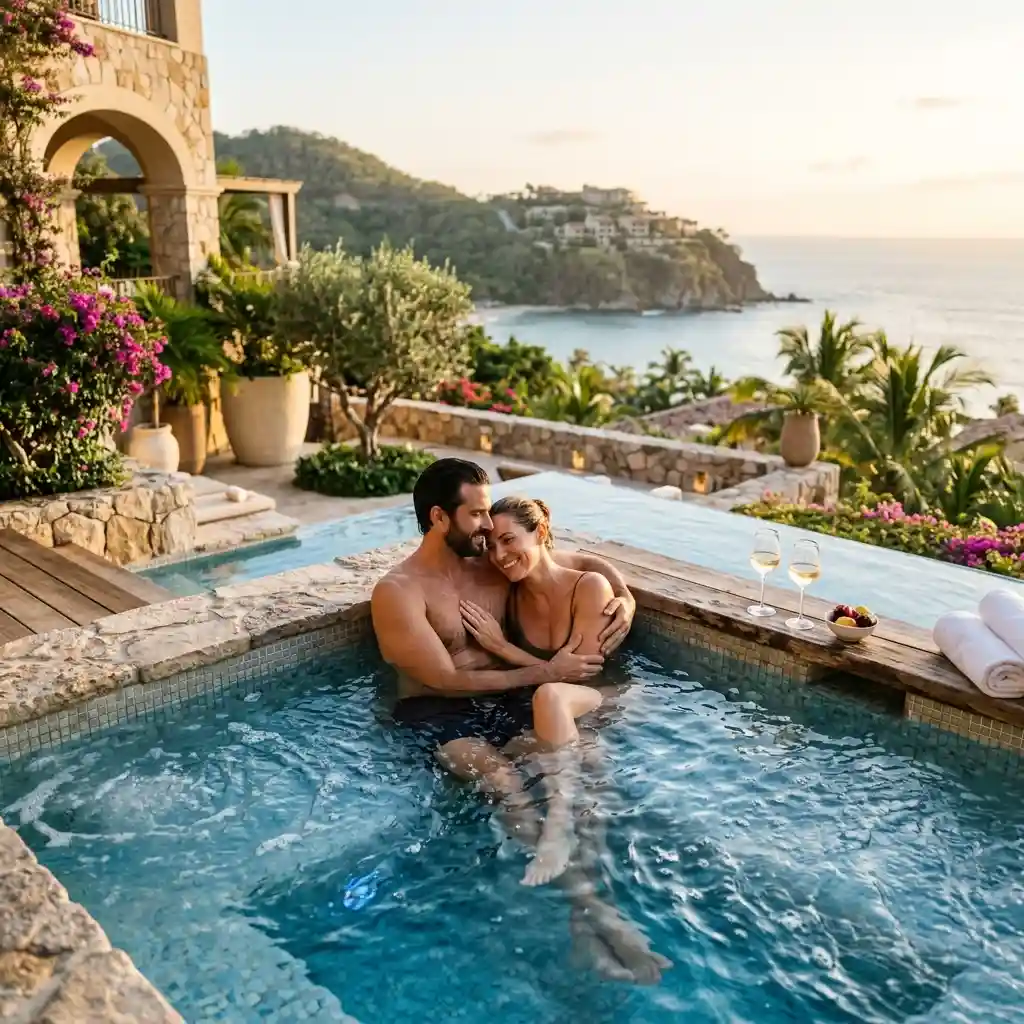 Couple dans un hôtel luxe et spa