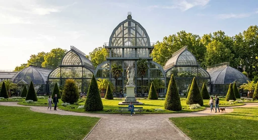 Couple se promenant dans un parc boisé sous la lumière du soleil