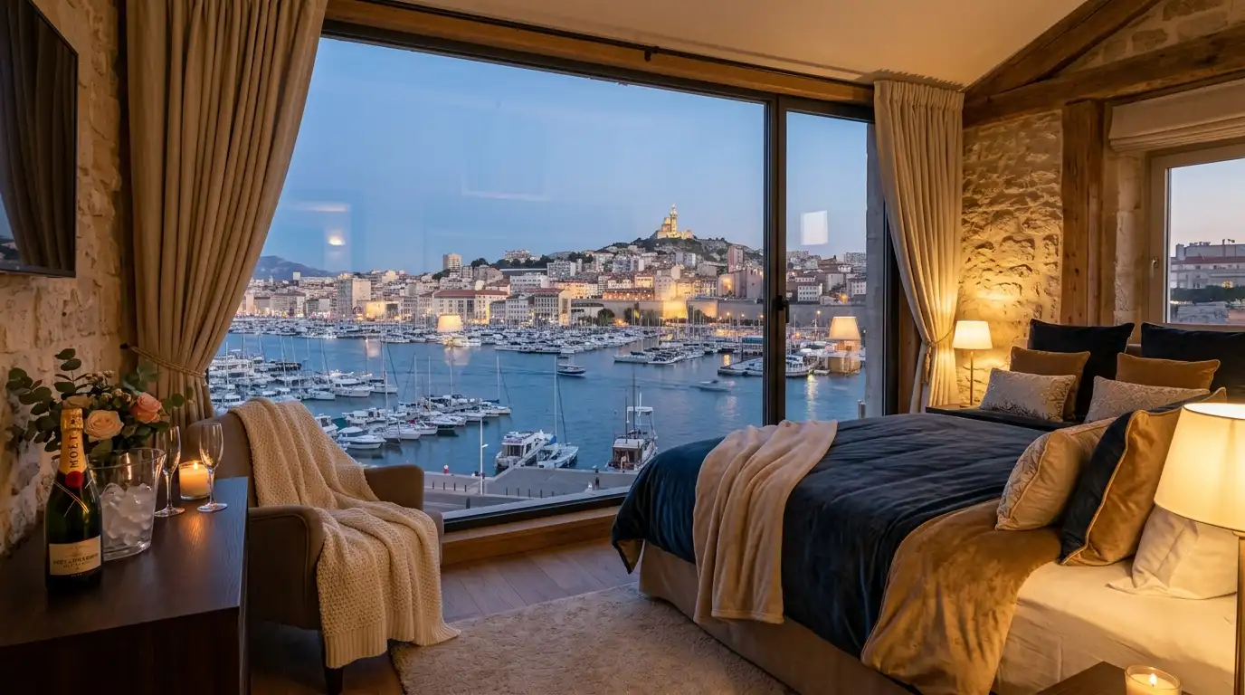 Chambre romantique avec jacuzzi privatif à Marseille