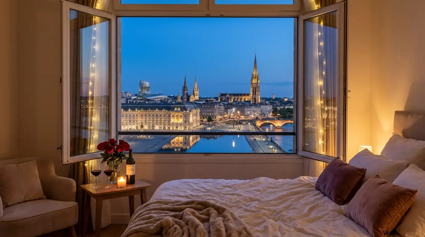Love room Ă Bordeaux avec vue sur la ville et spa privatif