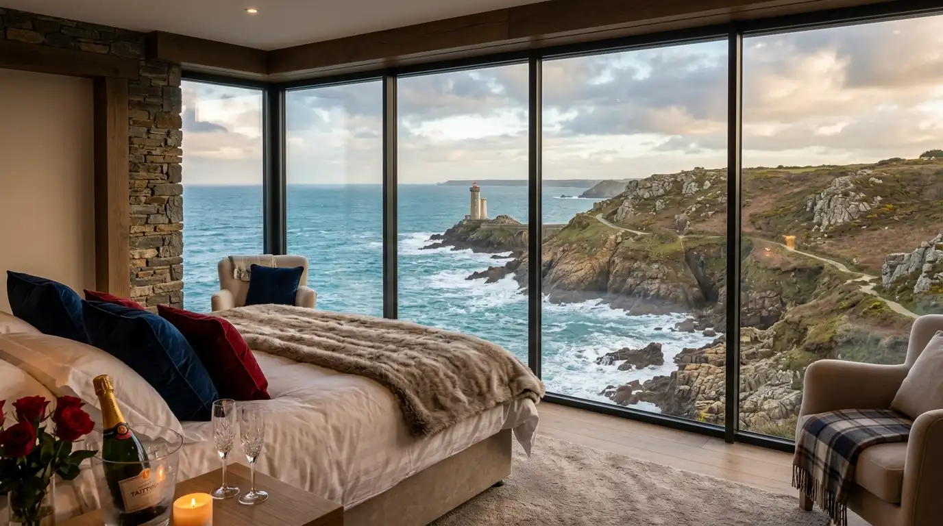 Love room en Bretagne avec vue sur la côte et spa privatif